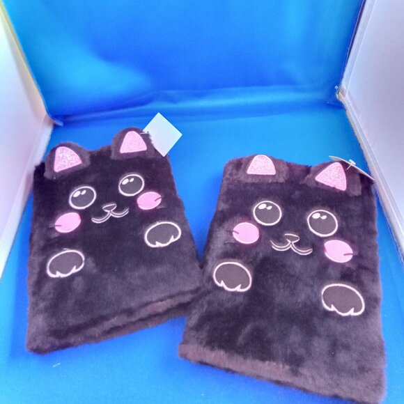 set of 2 furry animal notebooks Black Cats NWT - Picture 1 of 4